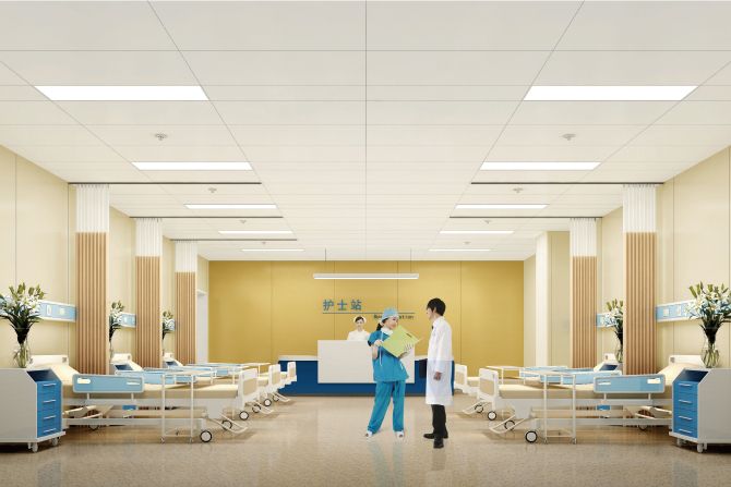 東營(yíng)勝利油田中心醫(yī)院室內(nèi)鋁單板吊頂