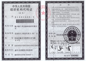 新鄉(xiāng)新蘭貝克振動(dòng)電機(jī)有限公司組織機(jī)構(gòu)代碼證